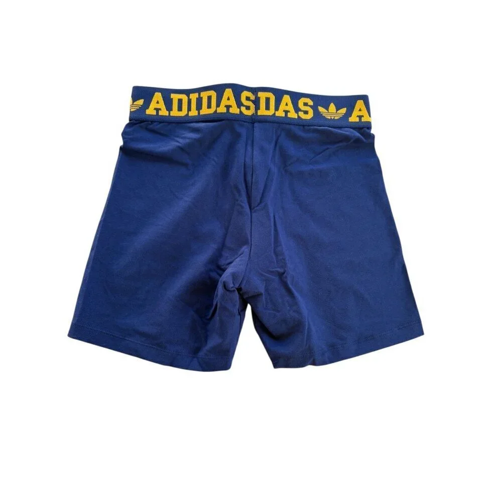 Adidas Womens Booty Shorts Blue/Yellow Size S Athletic Fit Cotton Blend Comfort